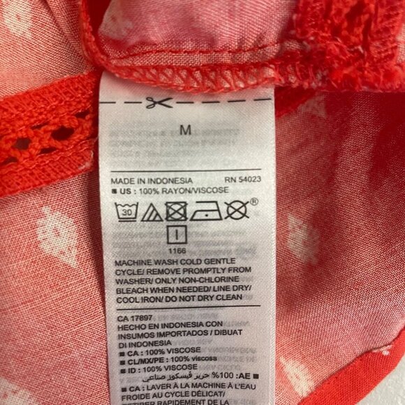 Old Navy Womens Cold Shoulder Top Orange/White Print Size Medium New - Picture 9 of 9